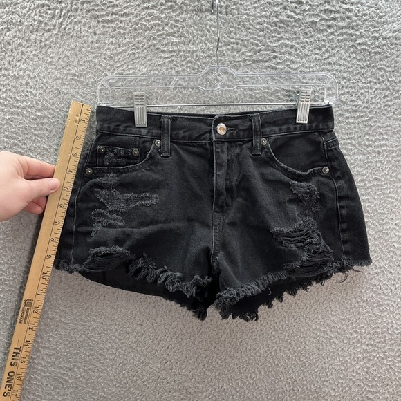 American Eagle Shorts Womens 0 Black Hi Rise Festival Cut Off Distressed Preppy - Picture 4 of 10